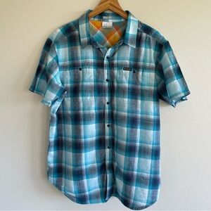 Columbia Men's Leadville Ridge II Short-Sleeve Shirt Blue Plaid Size Large